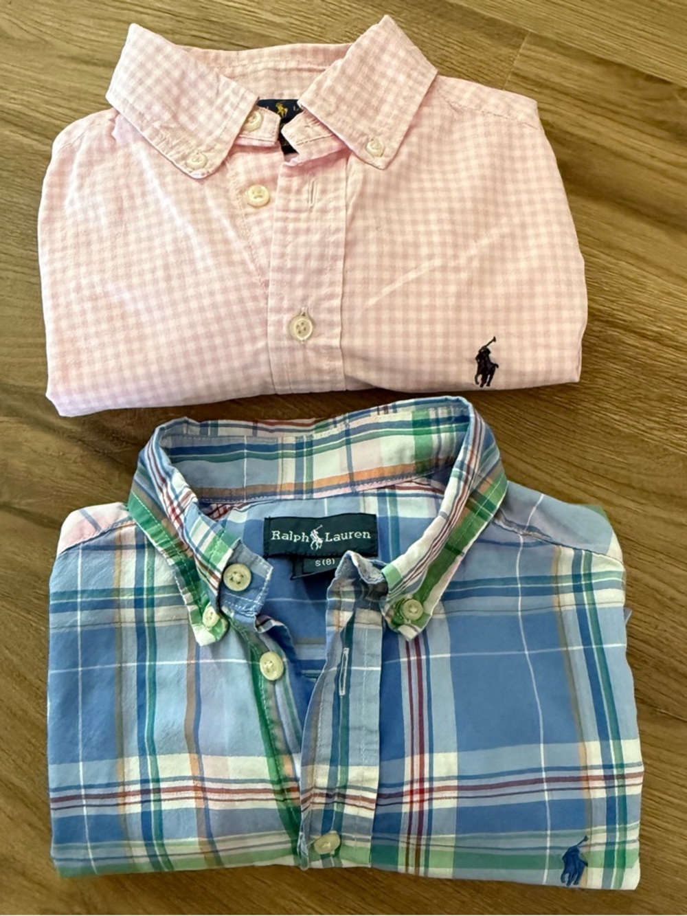 Boys Polo Ralph Lauren Shirt Lot Size 8 Plaid Button Down Blue Pink